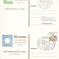 GA Ganzsache Doppelkarte Berlin 30 / 30 Pfennig beide gestempelt
