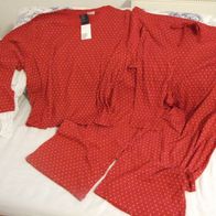 Damen H & M Schlafanzug Pyjama 3XL rot weiss Dots Sternchen NEU
