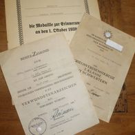 Original 3er Urkunden-Gruppe, Unteroffizier im 2. Inf. Rgt. 43 VWA Gold