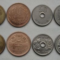 Japan Lot 5-10-50-100 Yen 1959 - 1967 (W117)