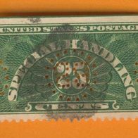 USA 1925 - 1955 Paketmarke Special Handling Mi.16 gest. mit Firmenlochung