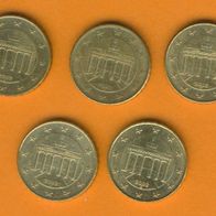 Deutschland 10 Cent alle aus 2002 kompl. A, D, F, G, J.