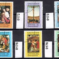 H129 Grenada / Grenadinen Mi. Nr. 171 bis 176 Ostern 1976: Gemälde o <