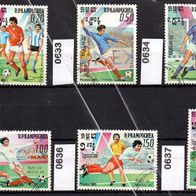 H142 Kambodscha Mi. Nr. 632 bis 637 Fußball-WM 1986 in Mexiko o <