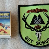 GUT SCHUSS - Abzeichen - Aufnäher - Jagd - Patch - 9 x 7,5 cm - gestickt!