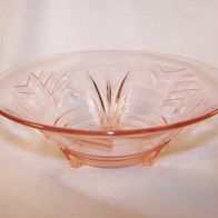 Art Deco Pfirsich-Rosa Pressglas Schale, helle Schattierung * **