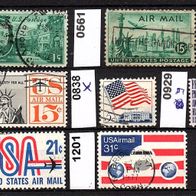 H221 USA - Mi. Nr. 534 + 561 + 764 IIx + 838x + 929y + 1036 + 1201 o <