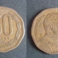 Münze Chile: 50 Pesos 1991