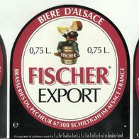Etiquettes de bière Fischer PILS + EXPORT Brasseries du Pêcheur Schiltigheim