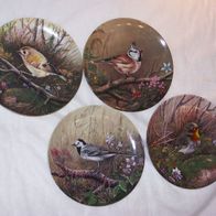 4 Tirschenreuth Porzellan Wandteller - " Unsere kleine Vogelwelt " - 1990 / 1992 * **