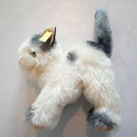 Original Steiff weiss graue Katze stehend | alt Vintage | TOP