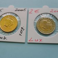 Luxemburg 2005 / 2009 2 Euro Gedenkmünze + 2 x vergoldet