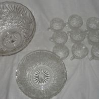 CT Bowleset aus Glas 14 tlg 2 Schlüsseln 12 Bowletassen Vintage kaum gebraucht sehr g