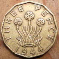Three Pence 1944 Großbritannien