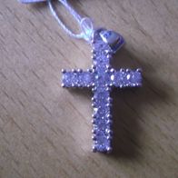 AH-08 Anhänger kleines Kreuz mit Strass Steinen, Necklace Pendant Unisex