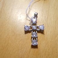 AH-05 Anhänger kleines Kreuz mit Strass Steinen, Necklace Pendant Unisex