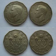 GB 2 x 3 Pence 1941 - 1944 Bronze (W368)