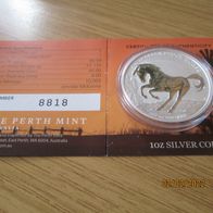 Australien Stock Horse 2017, 1 oz 999 Silber, 1 Dollar, Zertifikat