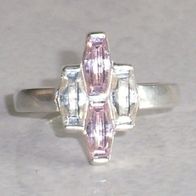 Ausgefallener massiver Ring 925 Silber Zirkonia Rosa + Klar Gr. 18,1 (57)