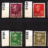 H316 Norwegen Mi. Nr. 122 + 123 + 124 + 126 + 179 + 181 + 183 + 184 o <