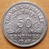 50 Centimes 1943 Frankreich Vichy-Regierung