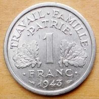 1 Franc 1943 Frankreich Vichy-Regierung