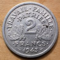 2 Francs 1943 Frankreich Vichy-Regierung