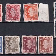 Norwegen, ab 1950, König, 9 Briefm., davon 1 Paar, gest