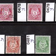H325 Norwegen Mi. Nr 478x + 478y + 479y + 480y + 481y Posthorn o <