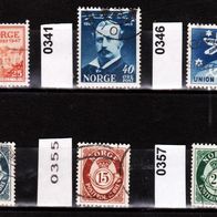 H349 Norwegen Mi. Nr. 326 + 341 + 346 + 353 + 355 + 357 o <