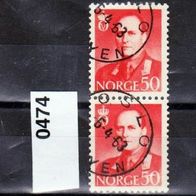 H362 Norwegen Mi. Nr. 474 - 2er Paar senkrecht - König Olaf V. o <