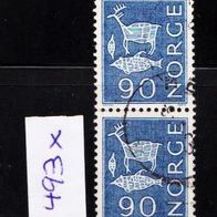 H371 Norwegen Mi. Nr. 493x -2er Paar senkrecht - Landestypische Motive o <
