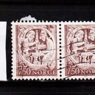 H383 Norwegen Mi. Nr. 718 - 2er Paar waagerecht - Holzbildhauerei o <