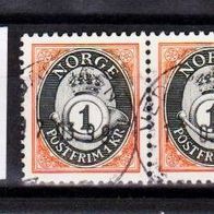 H400 Norwegen Mi. Nr. 1107x - 2er Paar waagerecht - Posthorn o <