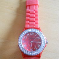 Uhr-50 Armbanduhr, Women watch, Damenuhr, mit Silikon-Armband, Rot