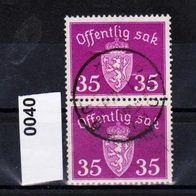 H406 Norwegen Mi. Nr. Dienstmarken 40 2er Paar senkrecht - Wappen o <