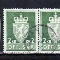 H409 Norwegen Mi. Nr. Dienstmarken 84y - 2er Paar waagerecht - Staatswappen o <
