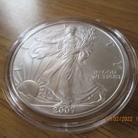 American Eagle 2007, 1oz 999 Silber, 1 Dollar, gekapselt