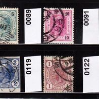 H435 Österreich Mi. Nr. 87 + 89 + 91 + 97 + 119 + 122 - Kaiser Franz Joseph o <