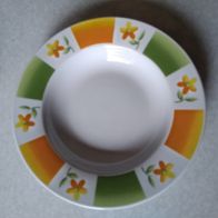 Suppenteller tiefer Teller Westside orange grün Blume Ø22cm Porzellan
