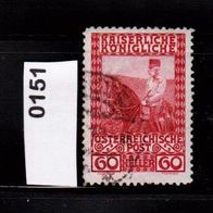 H442 Österreich Mi. Nr. 150 + 151 + 153 Kaiser Franz Joseph o <