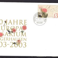 BRD / Bund 2003 Gedenkumschlag 100 Jahre Europa-Rosarium Ganzsache USo 60 gestempelt
