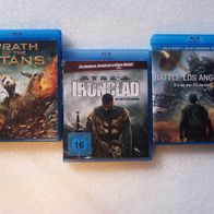 3 Blu-ray Filme - Wrath of the Titans / Ironcland / Battle: Los Angeles