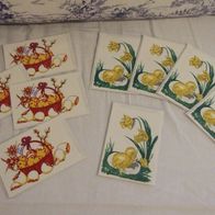 9 nostalgische Grußkarten zu "Ostern" beflockte Motive Reike Karte No. 105 108