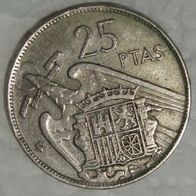 D Peseten Spanien 25 PTAS Münze Jahrgang 1957 Franco gut erhalten