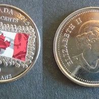Münze Kanada: 25 Cent 2015 - 50 Jahre Flagge Kanadas ( Farbmünze )