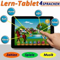 Spielcomputer Tablet Lernspiel Kinder Lerncomputer Pad Musik 4 Sprachen - Weiß -