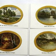 historische Postkarte * 4 Spruch-Postkarten Poesie Gemälde