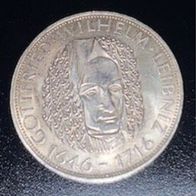 5 DM Silber-Gedenkmünze von 1966 Gottfried Wilhelm Leibniz