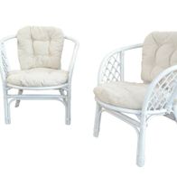 2x Rattansessel weiss inkl Sitzkissen Auflage Korbsessel Sessel Rattan